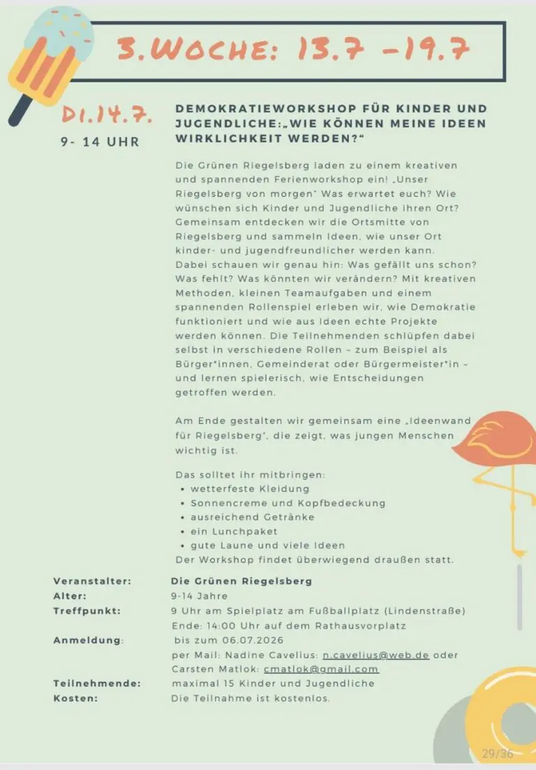 Kinderferienprogramm – Demokratieworkshop für Kinder und Jugendliche am 14. Juli
